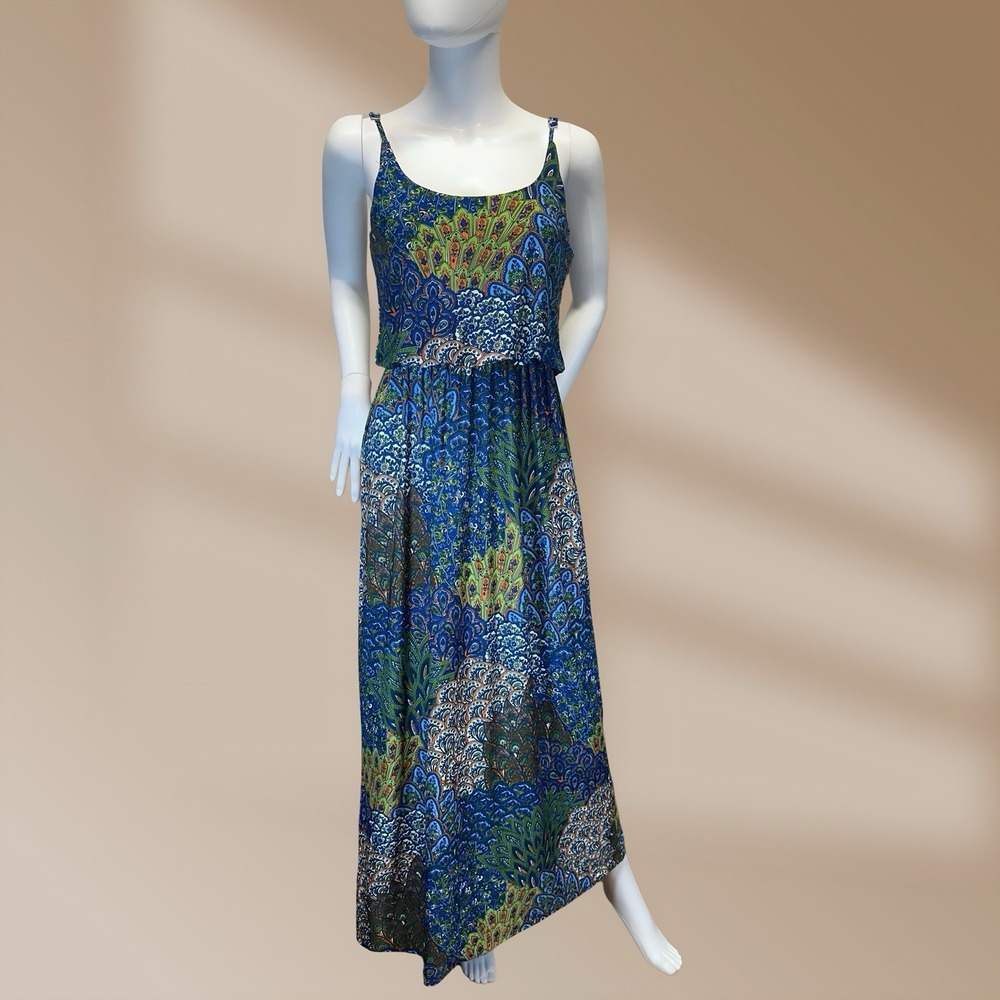 5th & Love Ladies Maxi Long Tank Dress Elastic Waist Sz Small Multi-Color